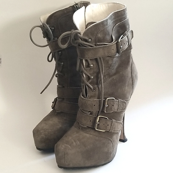 Brian Atwood Niki Combat Platform Boot Green EU 36 - Picture 2 of 8